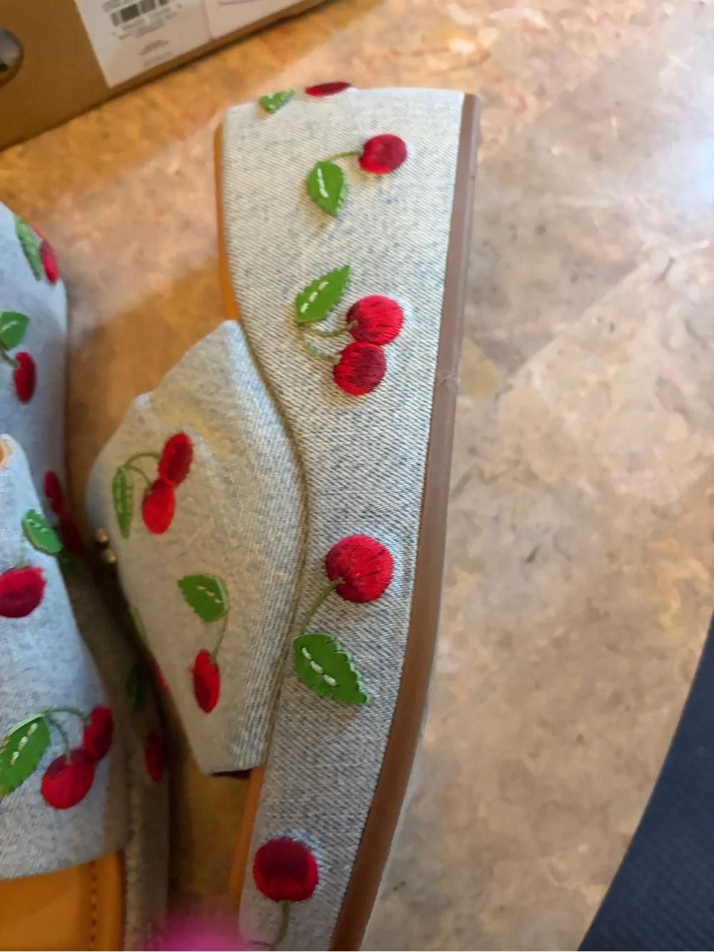 Coach Light Blue Cherry Embroidered Slip-On Mules new with tags - Picture 4 of 10